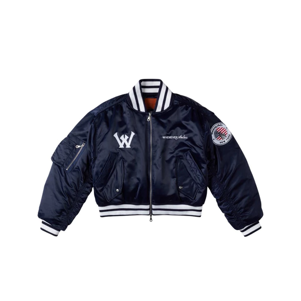 “WHENEVER” ÁO KHOÁC BOMBER FORM BOXY - NEW YORK BOMBER / NAVY