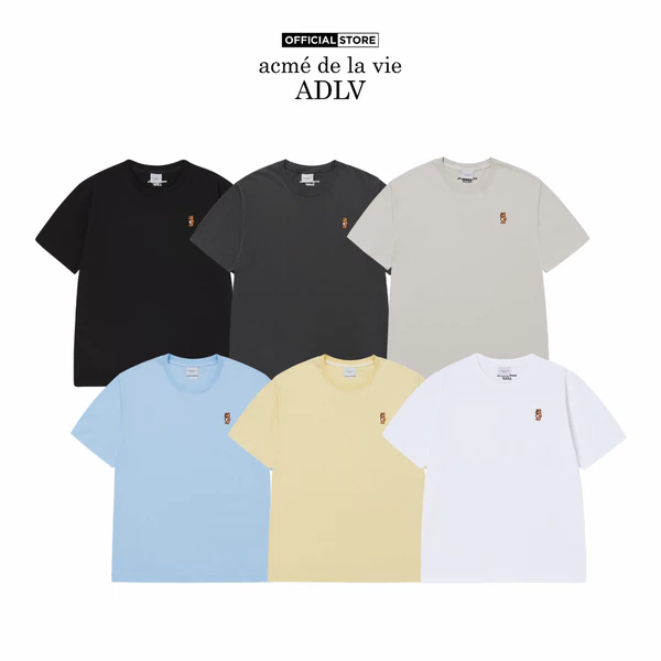 Áo thun ADLV Stand AC Bear dáng oversized màu đen/than chì/xám nhạt/vàng/xanh da trời/trắng - Hàng chính hãng