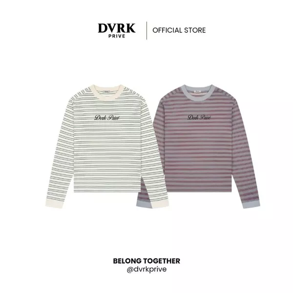 Áo Tay Dài Form Oversized Họa Tiết Sọc Ngang Màu Xanh Mint-DVRK-25R