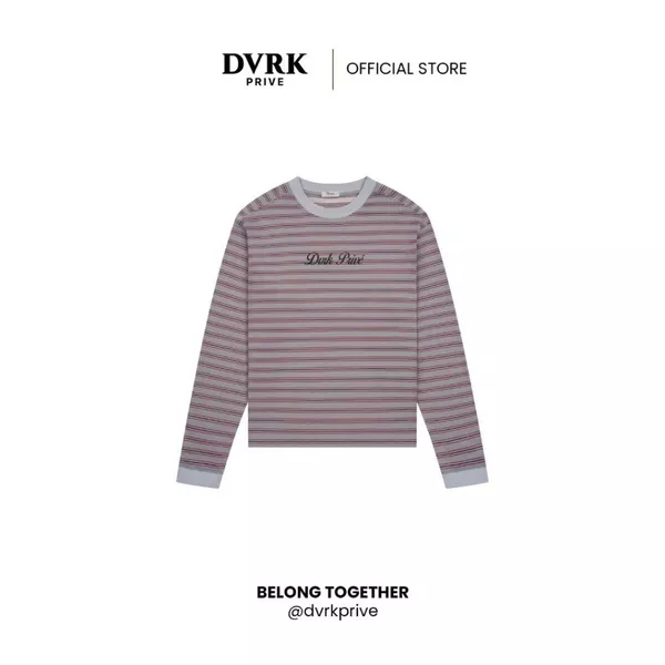 Áo Tay Dài Form Oversized Họa Tiết Sọc Ngang Màu Tím-DVRK-25R