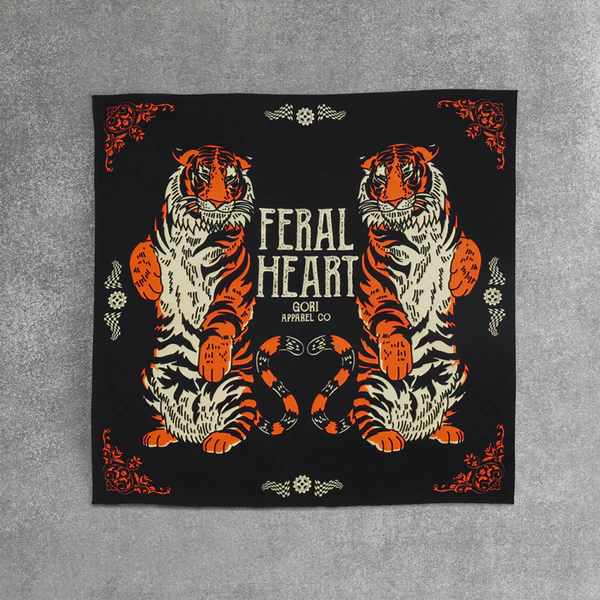 [ NEW ] Khăn Vuông Bandanas | GORI - FERAL HEART - Đội đầu , che nắng , đi phượt , phụ kiện thời trang - 60x60