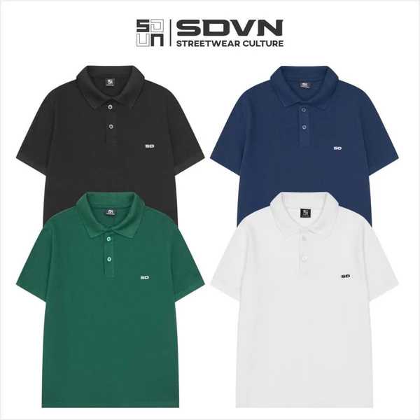 Áo thun thêu Polo Unisex xẻ tà chất liệu vải thun 100% cotton cá sấu 4 chiều thoáng mát SDVN