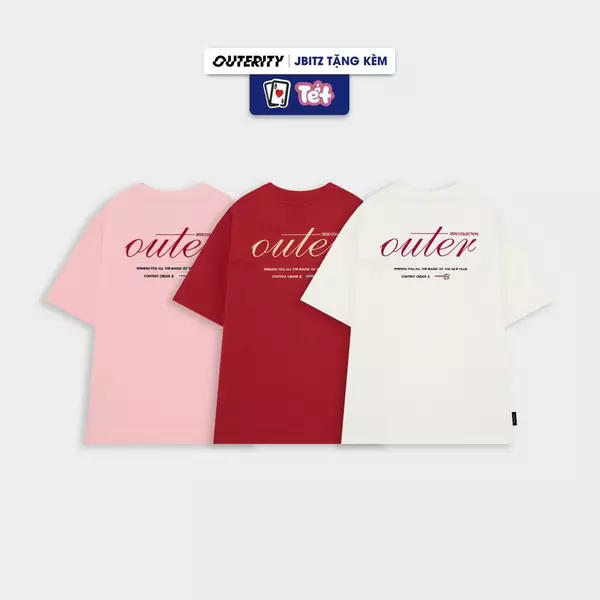 Áo Thun Thêu Outer Logo Basic Tee / Form Rộng Unisex Nam Nữ 100% Cotton