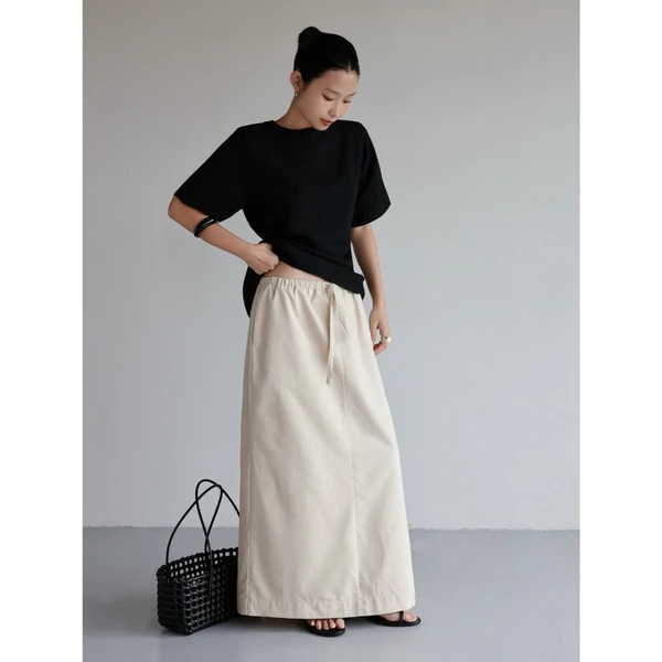 Chân váy linen lưng thun form dài 𝐒𝐎𝐌𝐒 | 𝐅𝐥𝐨𝐰 𝐒𝐤𝐢𝐫𝐭