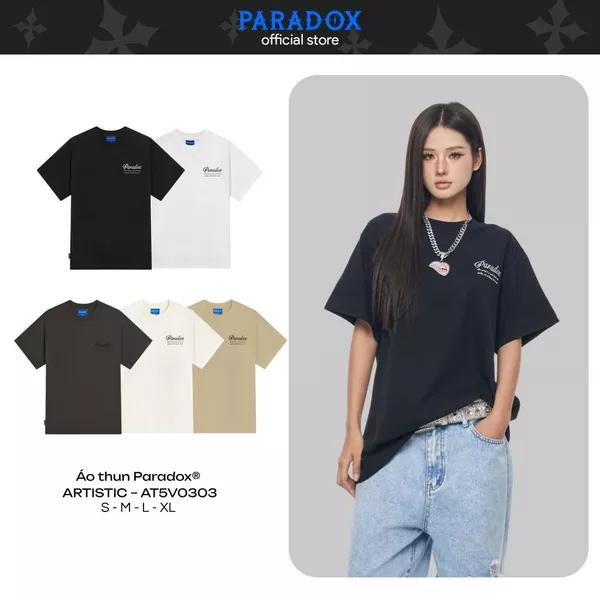 Áo thun oversize ARTISTIC TEE Cotton Màu Đen, Kem, Trắng PARADOX AT5V0303