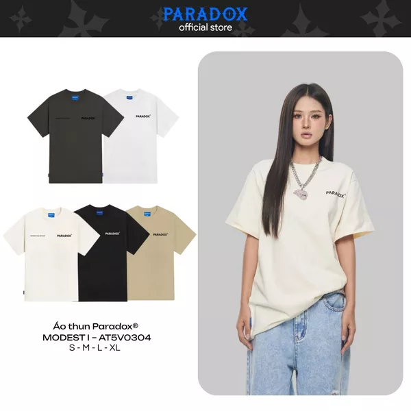 Áo thun MODEST I TEE Cotton Màu Đen, Kem, Trắng PARADOX AT5V0304