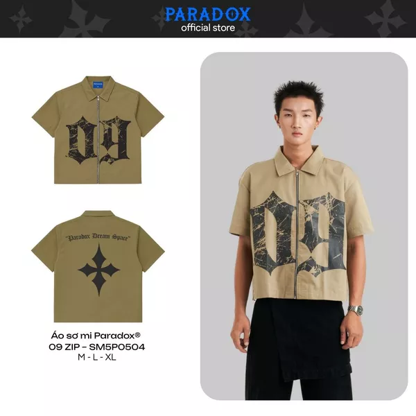 Áo sơ mi 09 ZIP SHIRT Cotton Kaki PARADOX SM5P0504