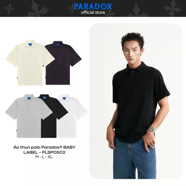 Áo thun có cổ BABY LABEL POLO tay lỡ cotton PARADOX PL5P0502