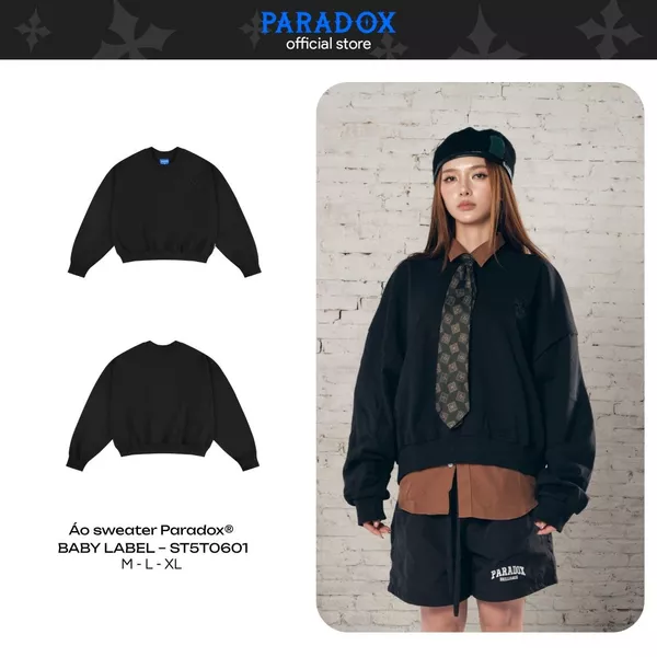 Áo sweater BABY LABEL SWEATER ĐEN nỉ PARADOX ST5T0601