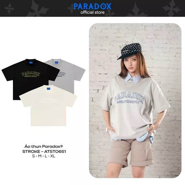 Áo thun form Boxy STROKE TEE Cotton PARADOX AT5T0651