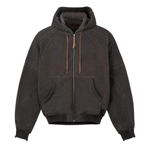 Áo Hoodie Oversized rã rập - Ivankov Spliced Washed Saggy* Zip Hoodie
