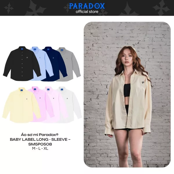Áo sơ mi tay dài BABY LABEL LONGSLEEVE SHIRT Cotton Oxford PARADOX SM5P0508