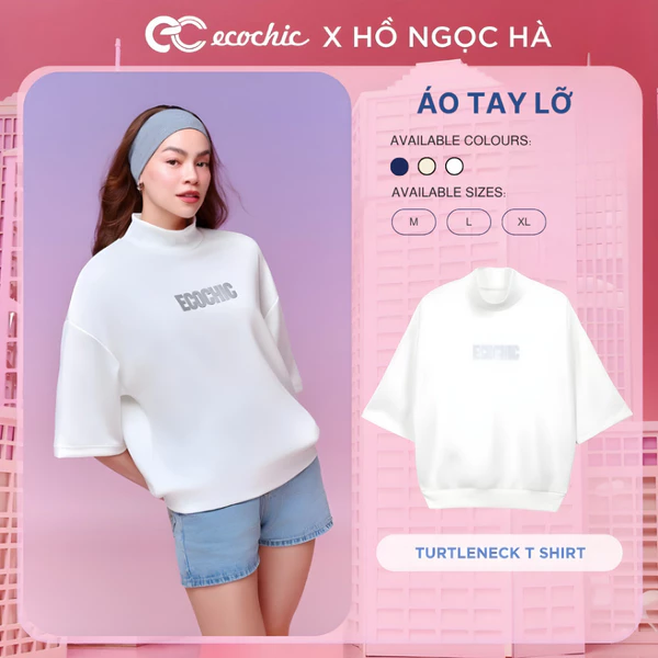 (SALE TRI ÂN) Áo Tay Lỡ ECOCHIC TURTLENECK TSHIRT TIMELESS ESSENTIALS Chất Liệu Ecozy Cao Cấp Unisex B110