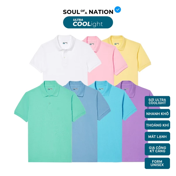 [GIÁ TRẢI NGHIỆM] Áo Polo Ultra COOLight Gam Màu Sáng Unisex SOUL OF A NATION Vải COOLight Pique mát lạnh, chống nhăn