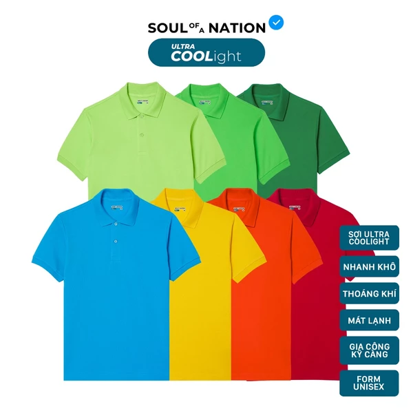 [GIÁ TRẢI NGHIỆM] Áo Polo Ultra COOLight Gam Màu Tươi Unisex SOUL OF A NATION Vải COOLight Pique mát lạnh, chống nhăn