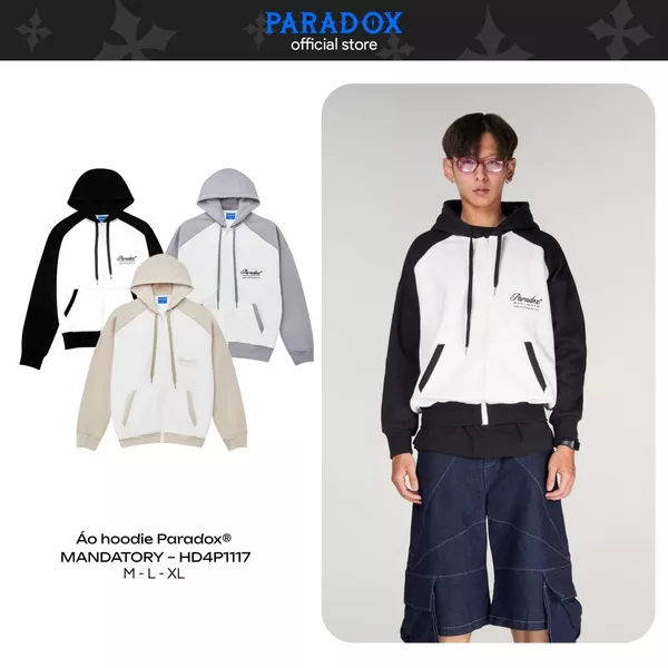 Áo hoodie MANDATORY HOODIE ZIP Chất nỉ bông PARADOX HD4P1117
