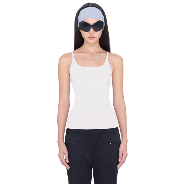 Áo thun 2 dây nữ ráp vải viền dập nổi - BEUTER® WMNS OFF-WHITE TANK TOP - WHITE