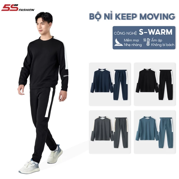 Bộ Quần Áo Nam Dài Tay Thu Đông 5S FASHION Chất Nỉ, Can Phối Trẻ Trung, Năng Động (02-BNI24018)