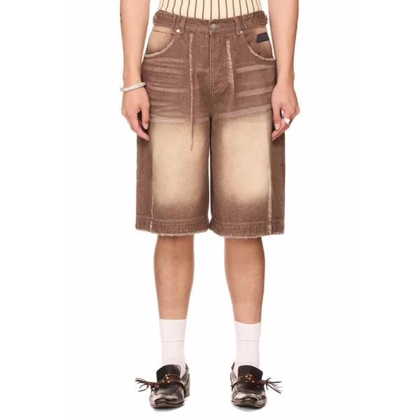Quần short jean wash – BEUTER® WASHED DENIM SHORTS - BROWN