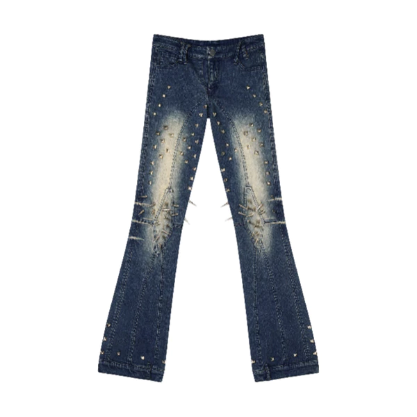 Quần Low Waist Spike-Studded Retro Skinny Jeans