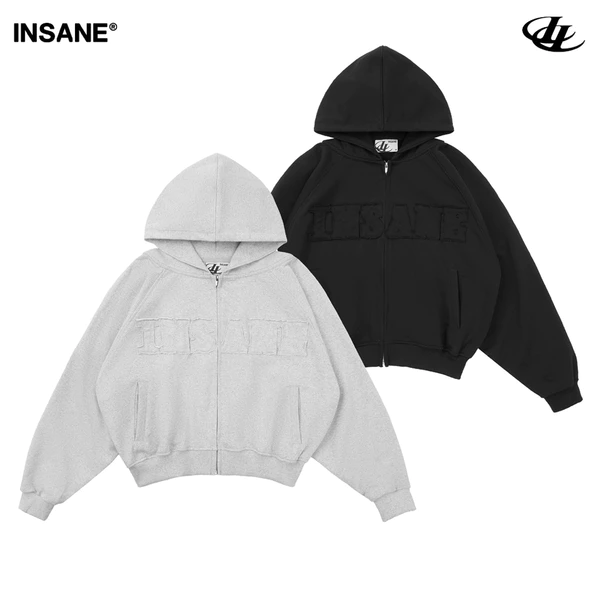 Áo Khoác Zip InsaneClo STUDDED HOODIE Zip Form Boxy Unisex Vải Chân Cua Cotton