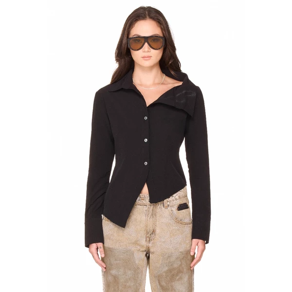 Áo sơ mi nữ trễ vai dáng ngắn - BEUTER® WMNS ASYMMETRIC SHIRT - BLACK