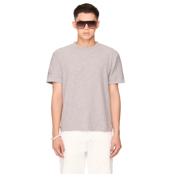 Áo thun cổ viền phối màu xám - BEUTER® RINGER T-SHIRT - GREY