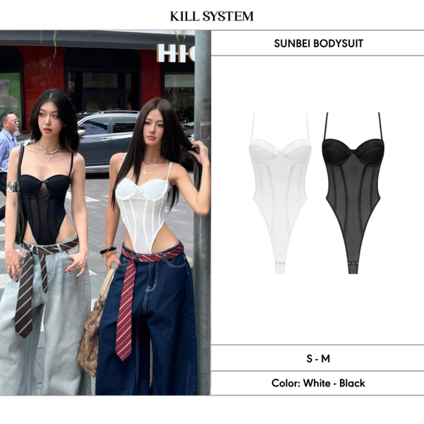 Áo 2 dây bodysuit xuyên thấu sexy tôn dáng SUNBEI  - 𝐊𝐈𝐋𝐋 𝐒𝐘𝐒𝐓𝐄𝐌