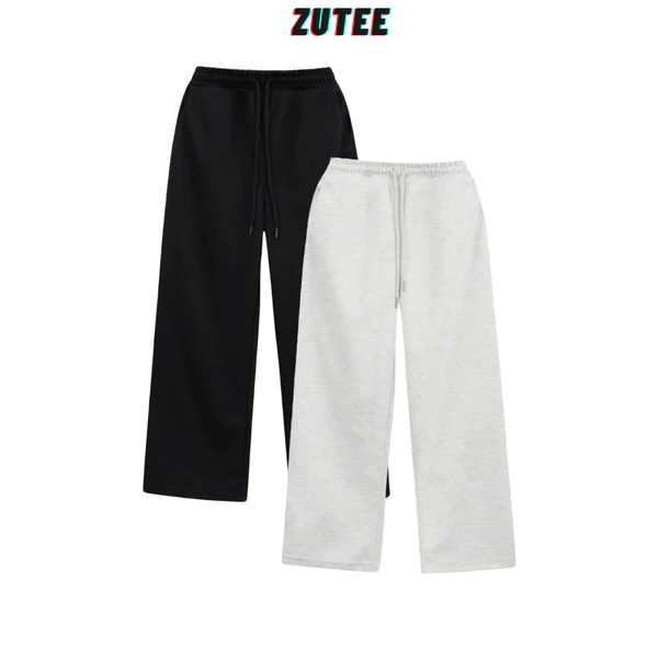 Quần nỉ 2da ống rộng  vải nỉ 2da Track Pants  ZUTEE Quần dài ống rộng nam nữ unisex thể thao màu xám QS24