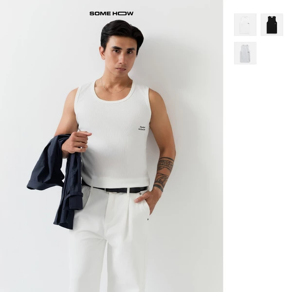  Áo Tanktop Slimfit Cord Sideword, Chất Vải Thun Gân Thoải Mái,TT0017, SOME HOW STORE
