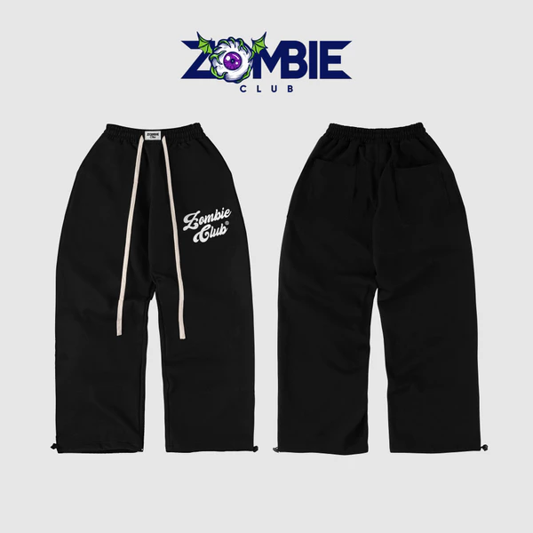 Quần Nỉ Cua ống rộng 420gsm, ZOMBIE.CLUB,Thêu Xù, Mã SS26, Chính Hãng