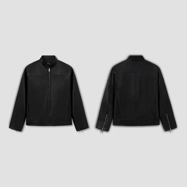 Áo khoác ROWAY chất liệu da PU, dày dặn, đứng form | Jacket da cổ trụ