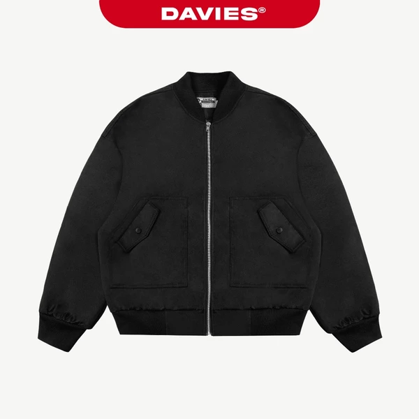 Áo khoác form rộng đường cắt nổi DAVIES chất liệu dù kèm lót thoáng mát logo inox màu đen Protex Jacket| D22-AK1-D