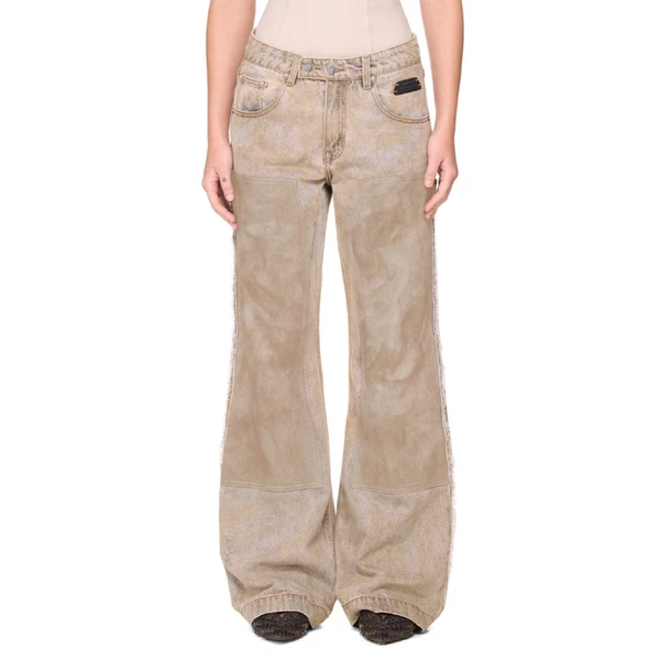 Quần jean wash ống loe đắp gối – BEUTER® HANDCRAFTED WASHED DOUBLE KNEE FLARE JEANS - GREY