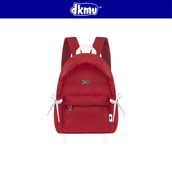 Balo đỏ nữ dây rút thắt nơ xinh DKMV logo inox hình Cá nhiều ngăn chất liệu dù kèm lót  Mallow Backpack | K-P43-DO