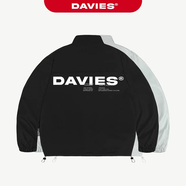 Áo khoác dù 2 lớp in chữ DAVIES form rộng màu đen, xám trắng logo su Basic Jacket SS24| D-AK2