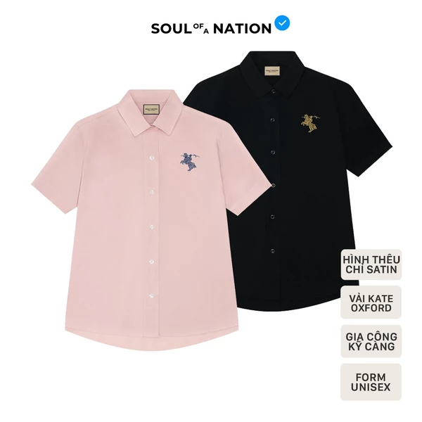 Áo Sơ Mi Tay Ngắn - THÊU SAINT GIÓNG CAO CẤP form basic,có chất vải vô cùng thoáng mát, mềm mại - SOUL OF A NATION