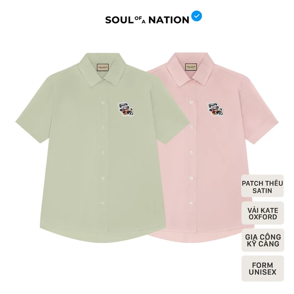 Áo Sơ Mi Tay Ngắn - THÊU LAZY COFFEE unisex CAO CẤP form basic, có chất vải vô cùng mềm mại, dày dặn SOUL OF A NATION