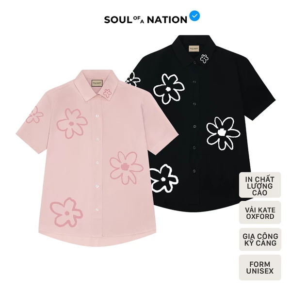 Áo Sơ Mi Tay Ngắn - IN FLOWER PATTERN unisex CAO CẤP form basic, có chất vải vô cùng mềm mại, dày dặn SOUL OF A NATION
