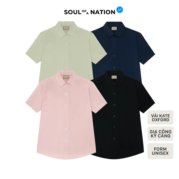 [GIÁ TRẢI NGHIỆM] Áo Sơ Mi Tay Ngắn Trơn unisex CAO CẤP form basic, chất vải vô cùng mềm mại, dày dặn SOUL OF A NATION