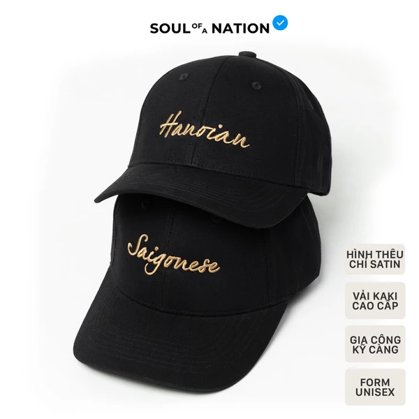 Mũ lưỡi trai, Nón lưỡi trai thêu SAIGONESE / HANOIAN vải Kaki Cotton cao cấp - SOUL OF A NATION