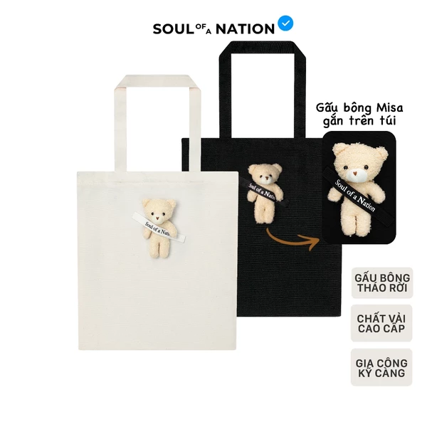 Túi Tote Vải Canvas Cao Cấp GẤU / THỎ BÔNG SOUL OF A NATION - Có khóa kéo, Ngăn phụ bên trong Soul of a Nation
