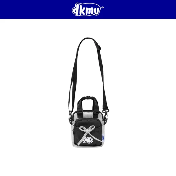Túi đeo chéo nữ dễ thương phối màu DKMV đen xám thắt nơ thiết kế nhỏ gọn logo su hình Cá Aimee Ribbon Bag| K-B46-D