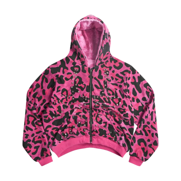 ÁO KHOÁC PINK GLAMOUR STUDDED 2SIDES HOODZIP
