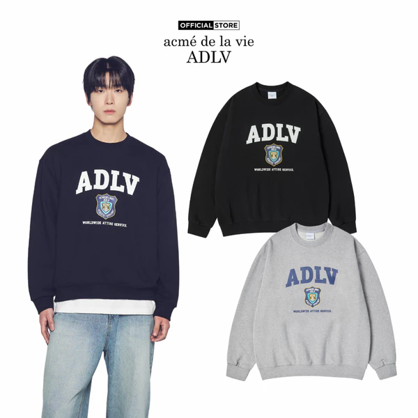 Áo Nỉ ADLV PD dáng oversized màu đen/muối tiêu - Hàng chính hãng