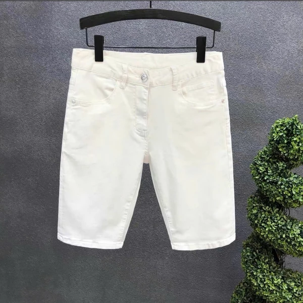 Quần short jean nam trắng đen đơn giản dễ phối chất jean co dãn thoải mái