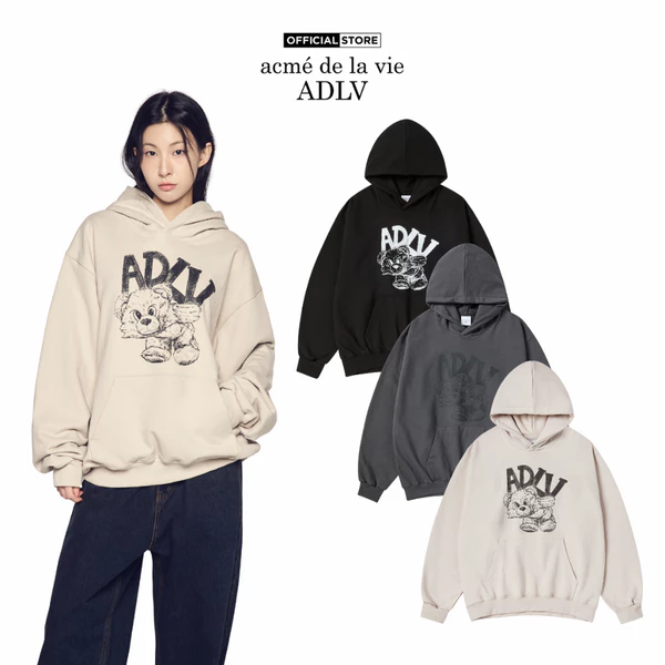 Áo Hoodie ADLV Piggyback dáng oversized màu đen/than chì/be - Hàng chính hãng