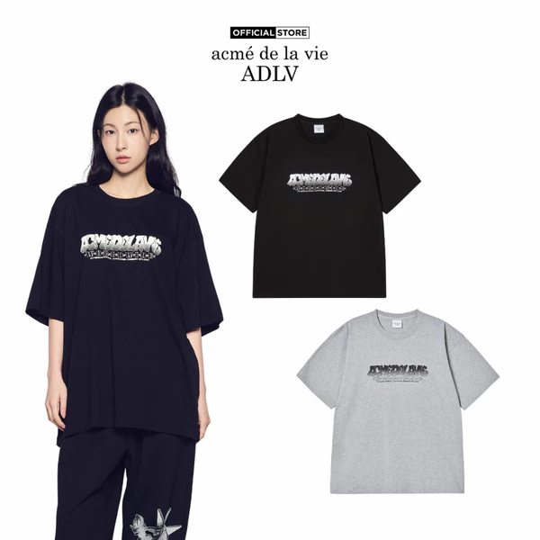 Áo Thun ADLV AC Bear Paint dáng oversized màu đen/muối tiêu - Hàng chính hãng