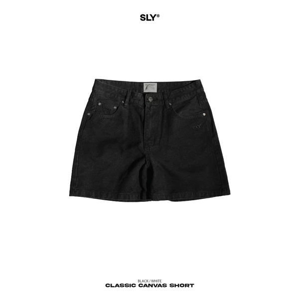 Quần Short Canvas SLY Classic washed màu đen
