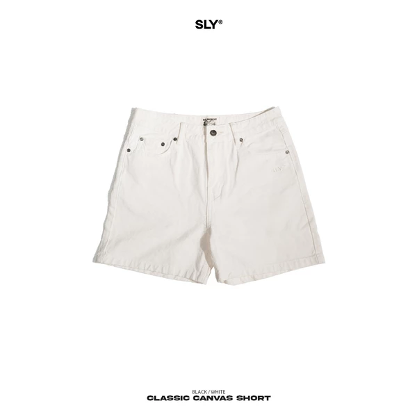 Quần Short Canvas SLY Classic washed màu trắng ngã